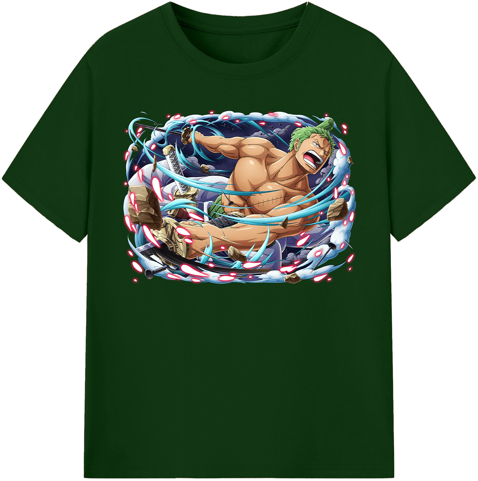 ワンピース ロロノア・ゾロ ONE PIECE Roronoa Zoro 綿100％半袖Tシャツ（フロントプリント）